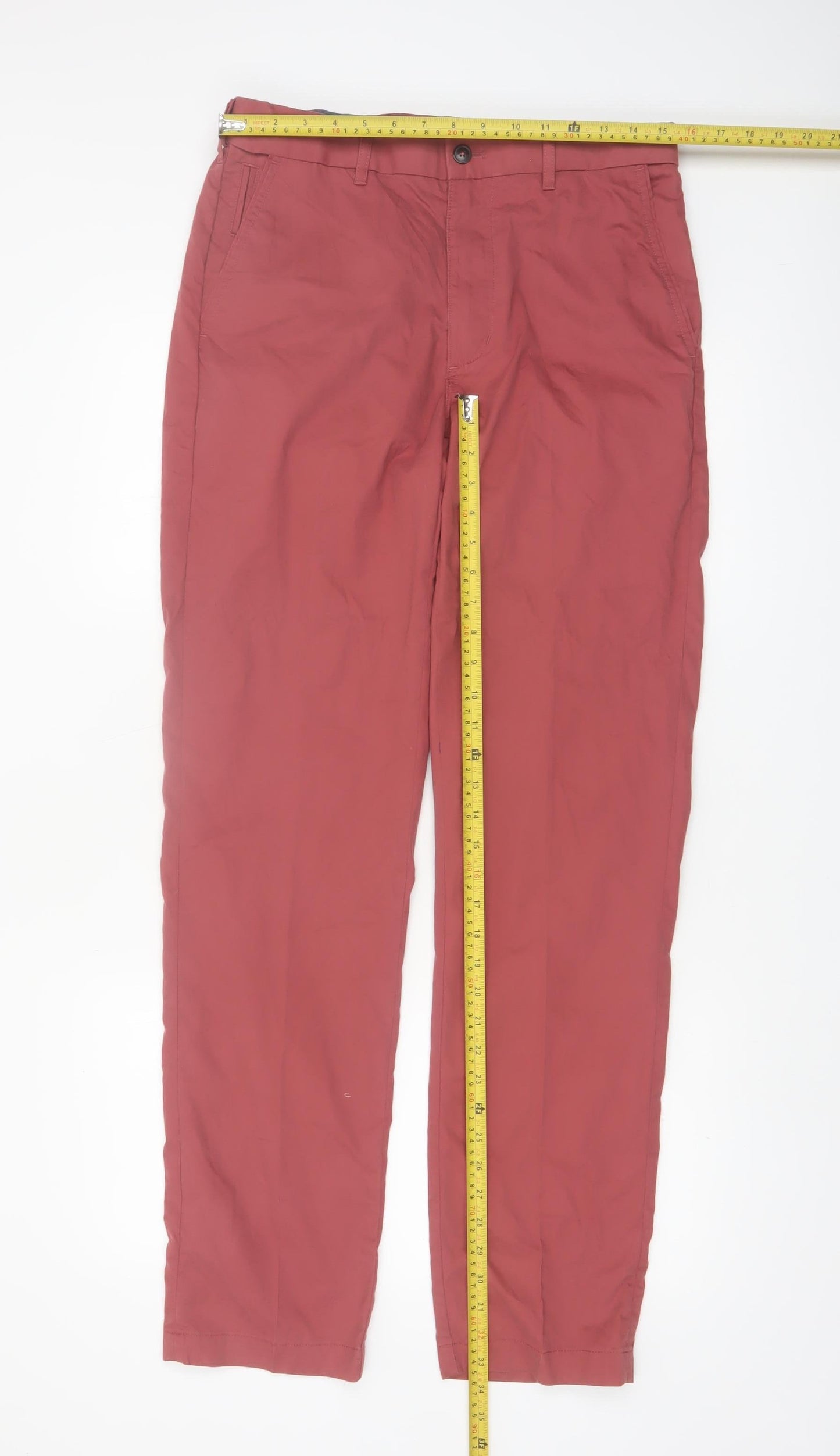 Marks and Spencer Blue Harbour Men's Red Chino Trousers 30x33 Regular Fit