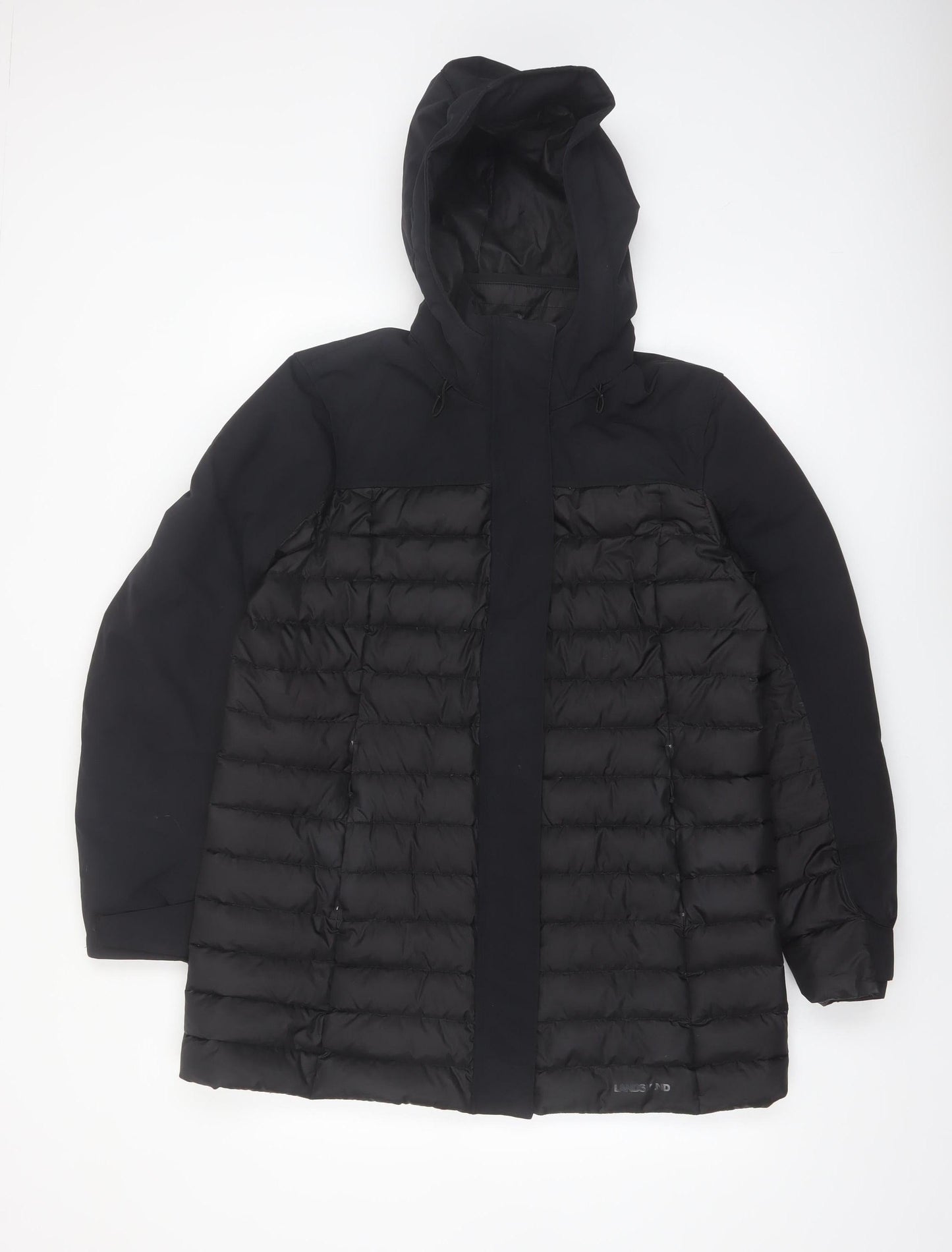 Lands' End Women's Black Petite M Hooded Puffer Jacket