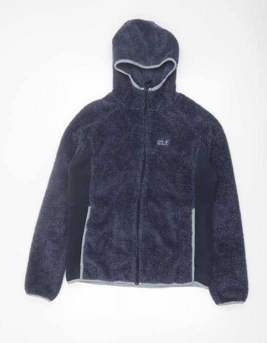 Jack Wolfskin Women's Navy Hooded Full Zip Fleece Hoodie Size 14/16
