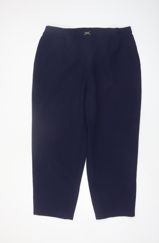 Sara Neal Women's Plus Navy Blue Cropped Stretch Trousers Size 22-24