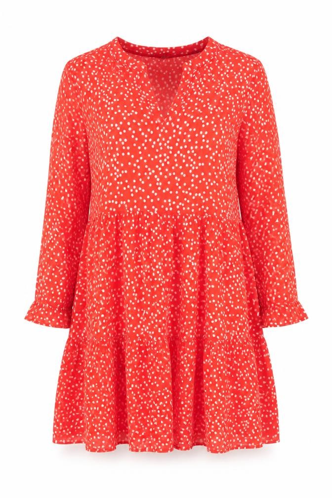 Joules Women Red Polka Dot Viscose A-Line Dress Size 10