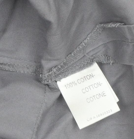 Autre Ton Womens Grey Cotton Utility Jacket Size 8 Belted Zip Up
