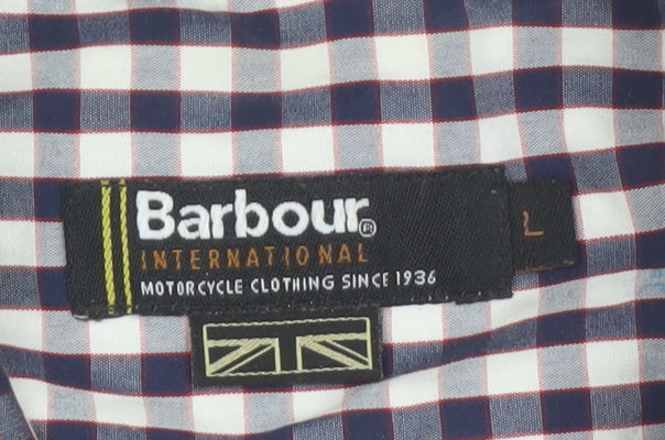 Barbour Men's Blue Check Long Sleeve Button-Up Cotton Shirt L