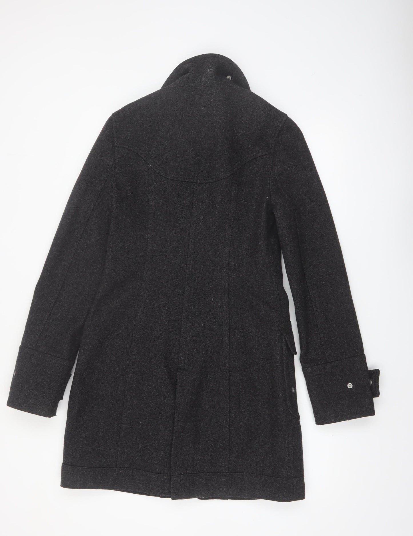 DKNY Jeans Women's Black Wool Mid-Length Zip Coat Size M