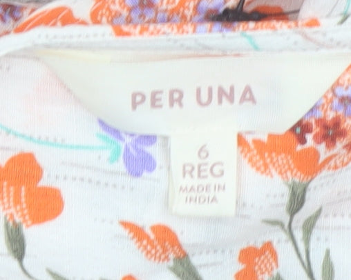 Marks and Spencer Per Una Women's Multicoloured Floral Midi A-Line Dress Size 6