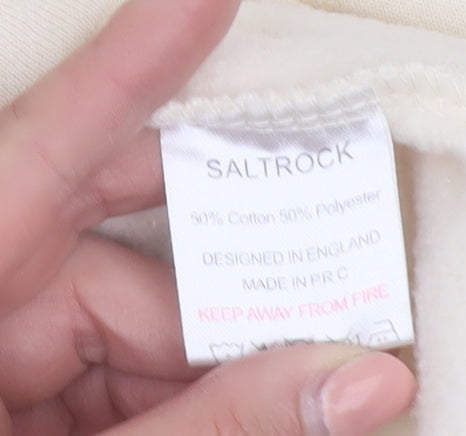 Saltrock Women Beige Hooded Pullover Hoodie Size 16 Cotton Blend