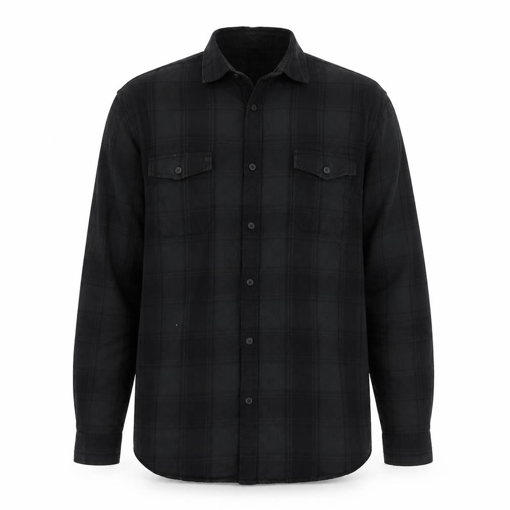 Label Lab Men's Black Checked Cotton Button-Up Shirt XL