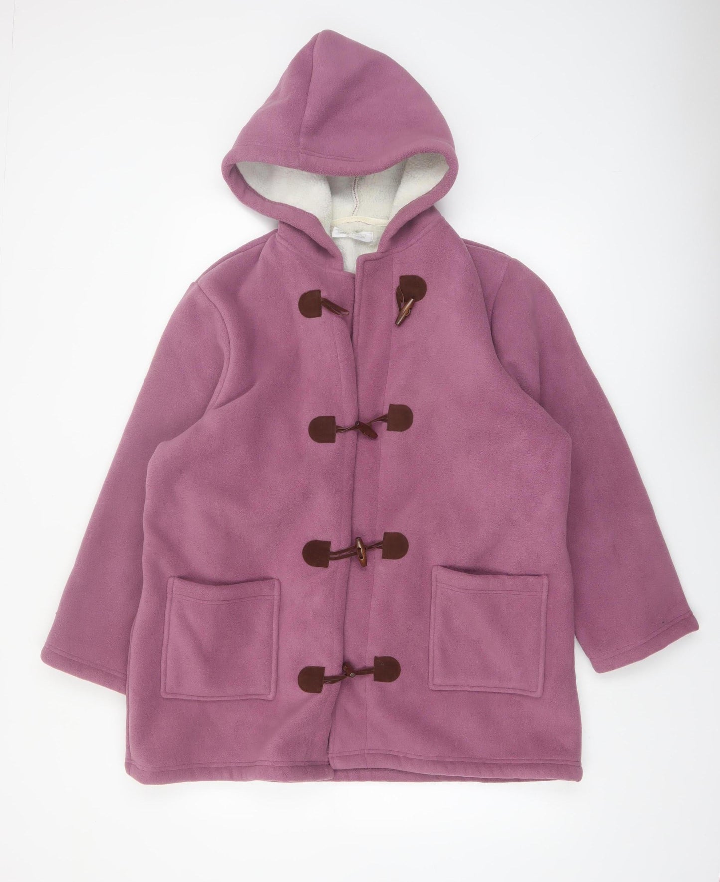Being Casual Womens Purple Hooded Fleece Duffle Coat UK 16/18