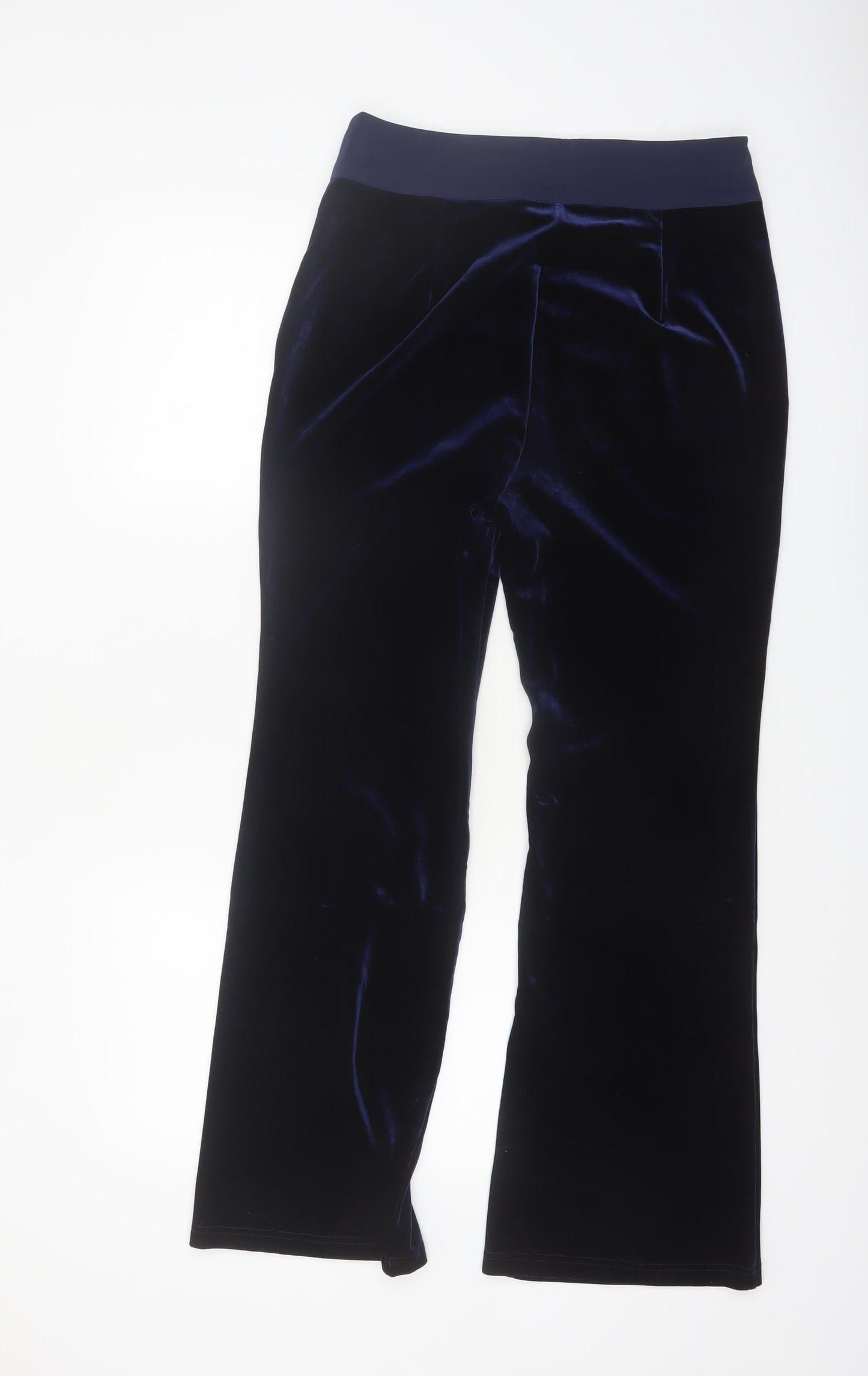MOTF Women's Blue Velvet Stretch Trousers Size M Regular Fit