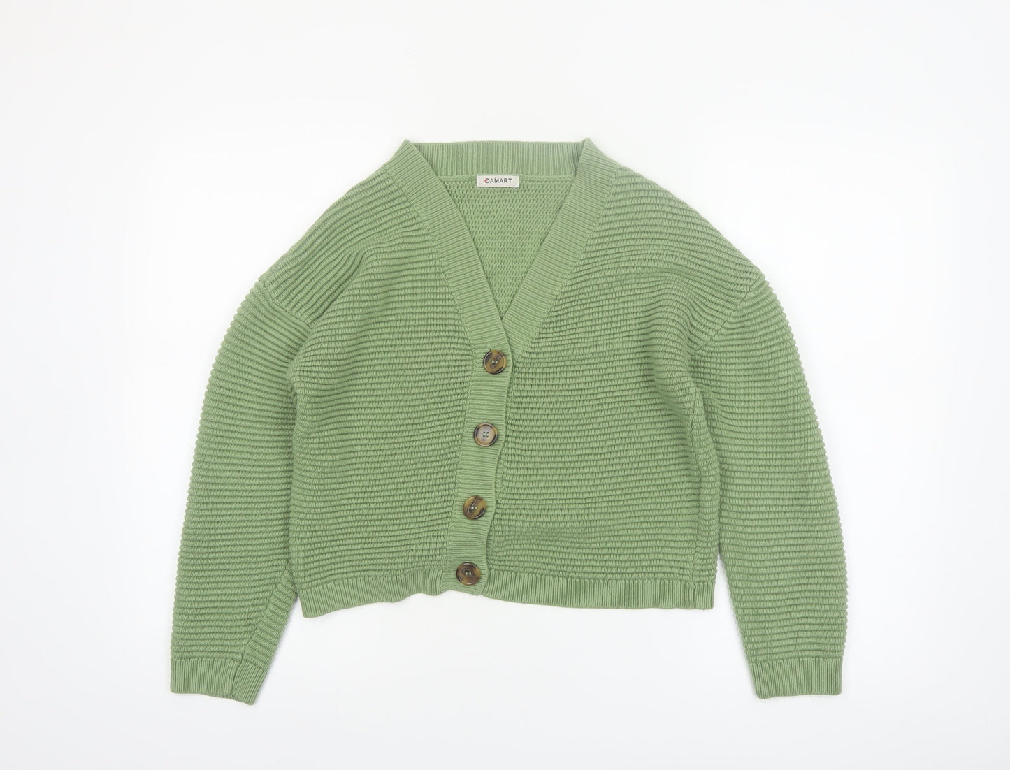Damart Women's Green Acrylic V-Neck Button Cardigan Size 10/12