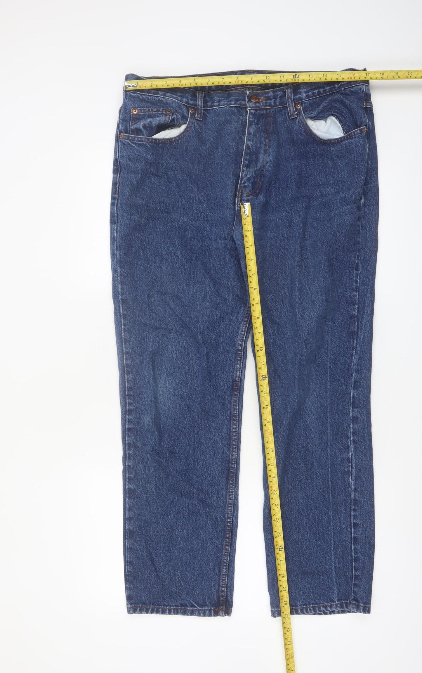 Euro Denim Women's Blue Straight Leg 36 Mid Rise Jeans