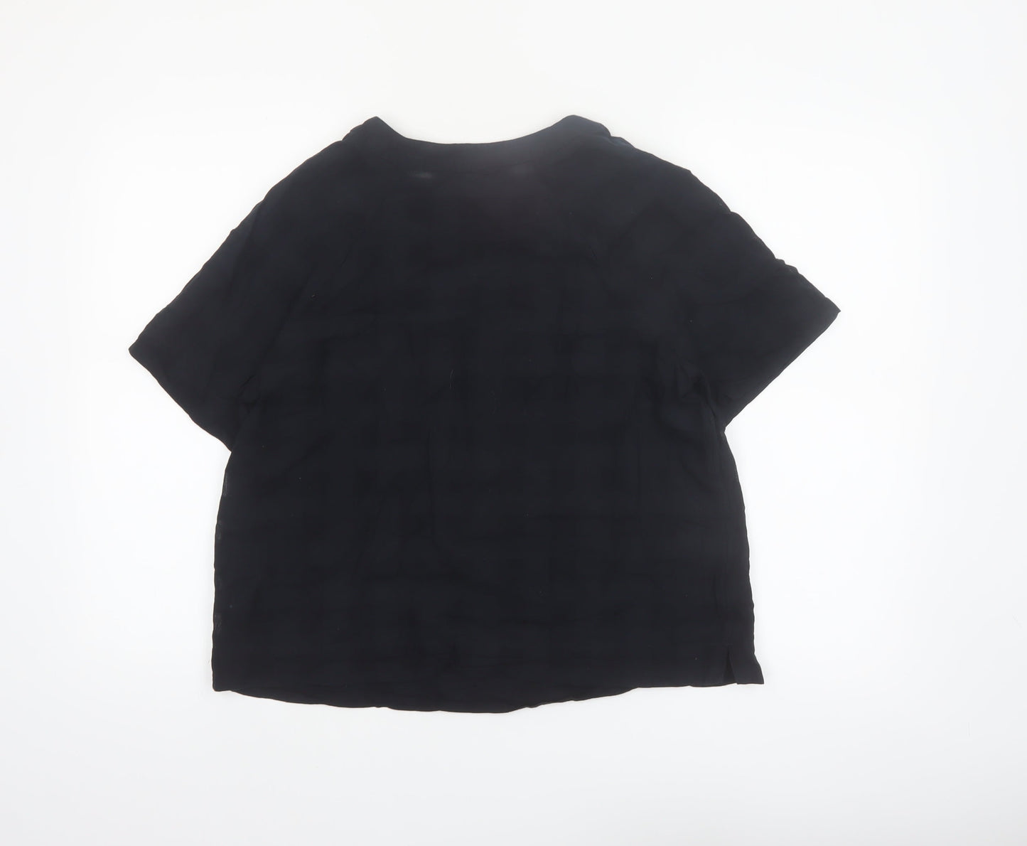 Marks and Spencer Womens Black Cotton Short Sleeve Blouse Size 10