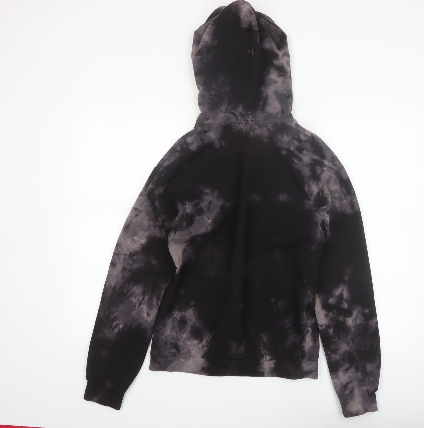 Boohoo Womens Black Tie-Dye Pullover Hoodie UK 6 Cotton Blend