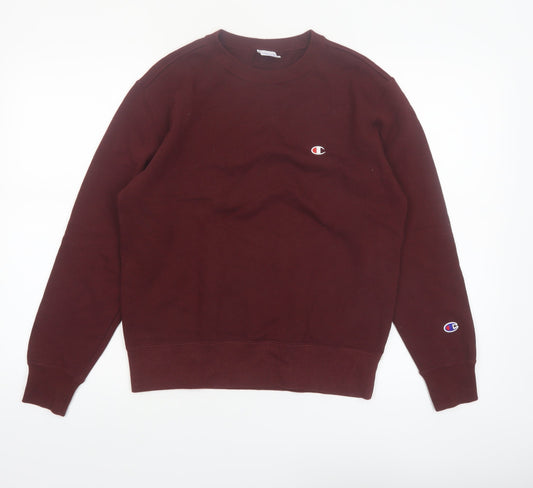Champion Womens Burgundy Crew Neck Sweatshirt Medium Cotton Blend