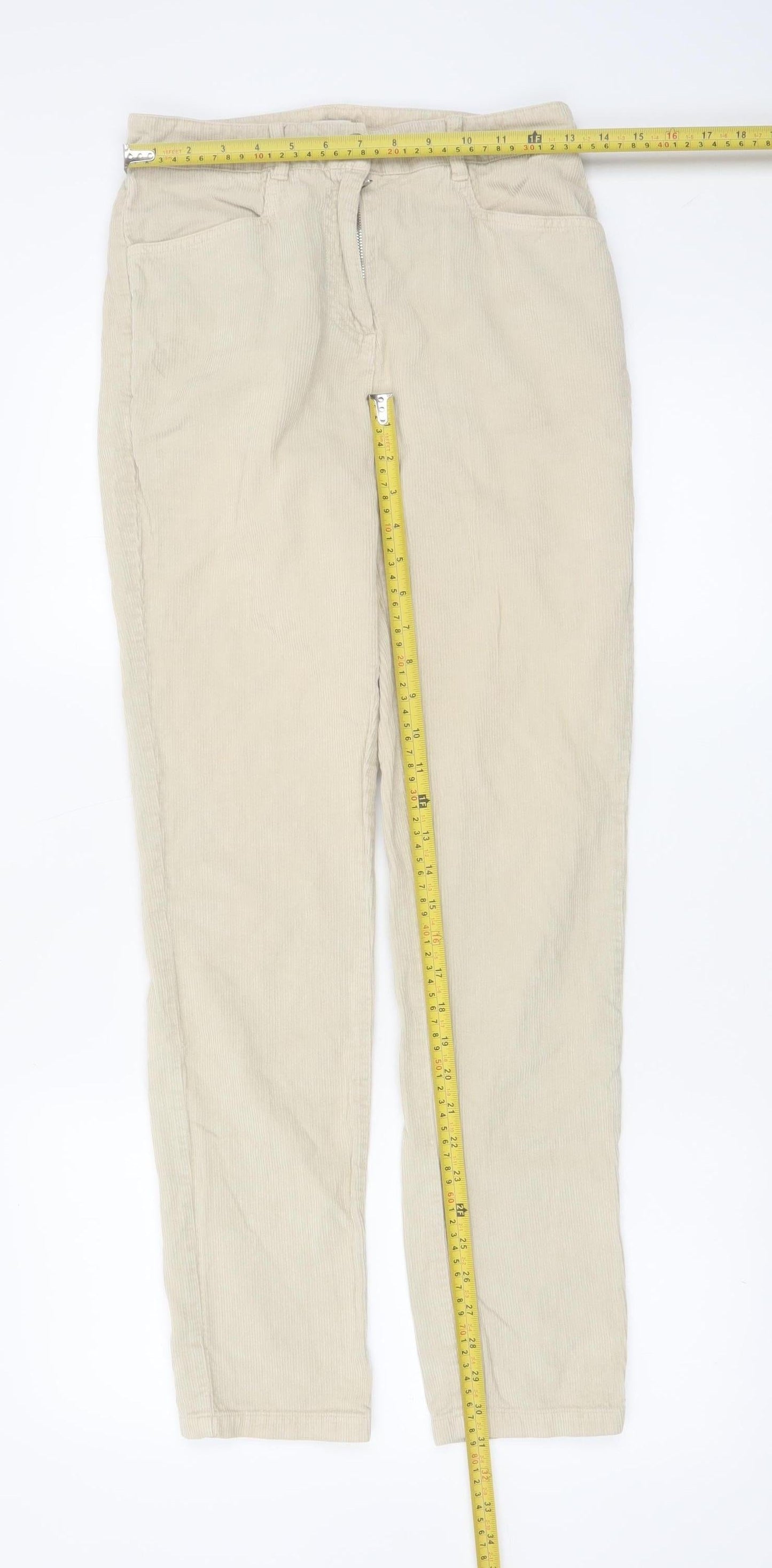 Poetry Women’s Beige Corduroy Chino Trousers UK 6 Regular Fit