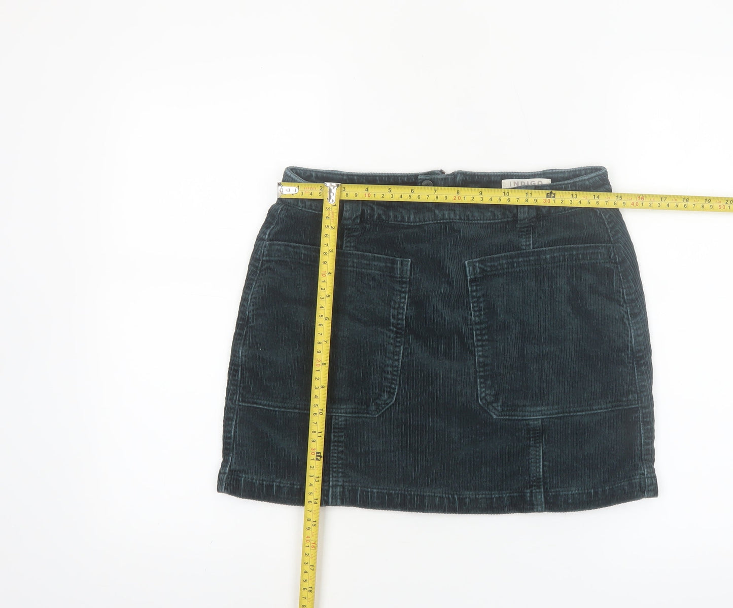 Marks and Spencer Women Blue Corduroy A-Line Short Skirt Size 10