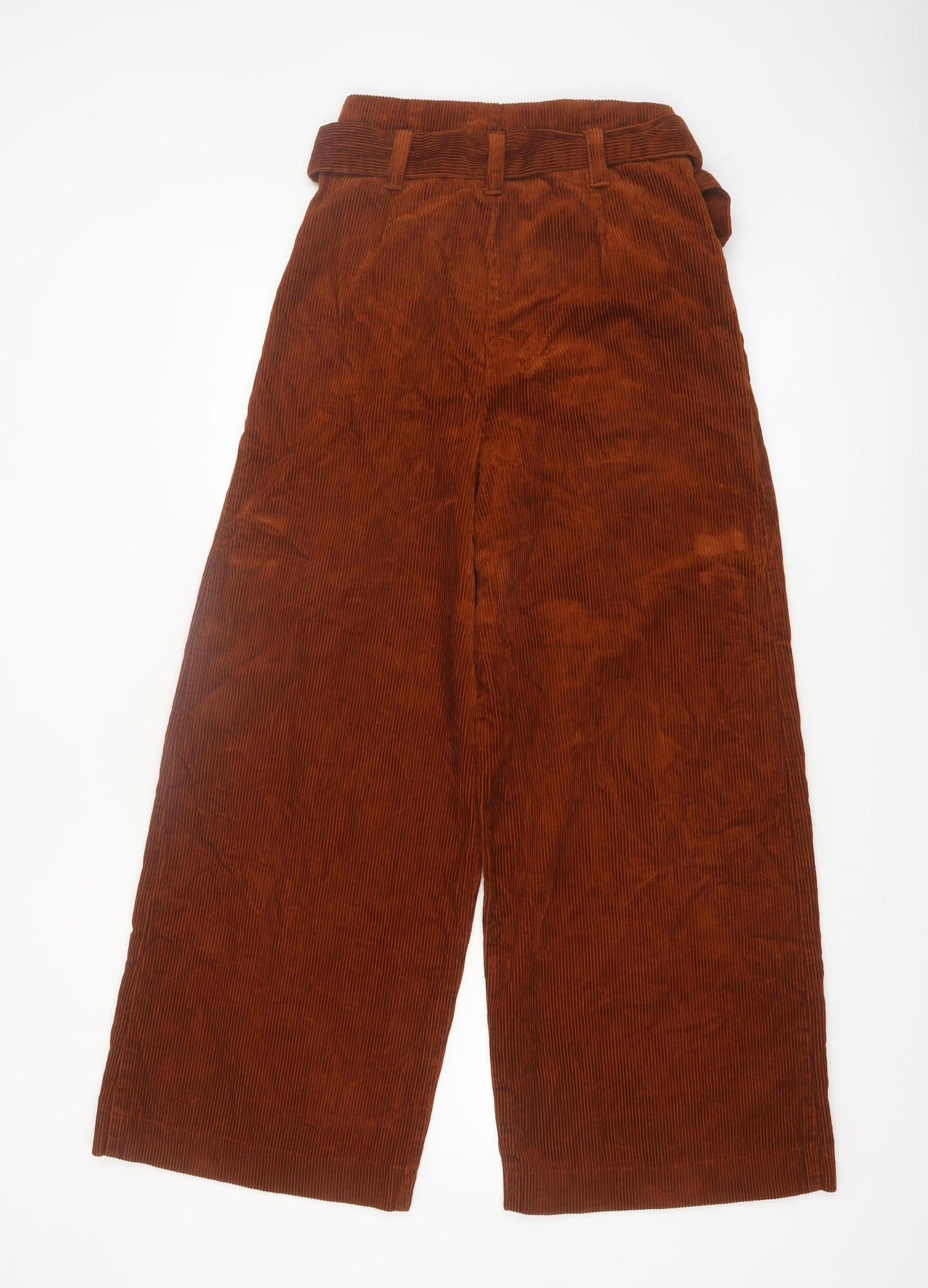 Denim Co. Women's Brown Corduroy Paperbag Wide-Leg Trousers Size 8