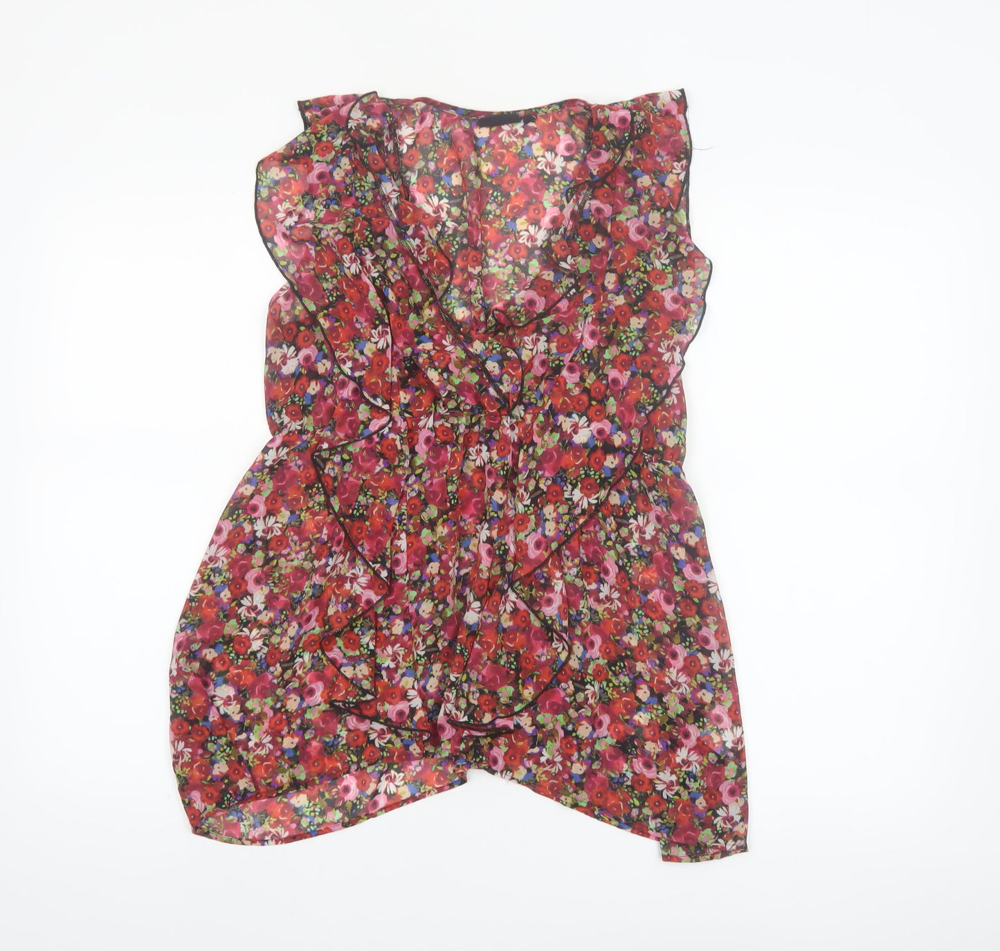 Next Women’s Multicoloured Floral Chiffon Ruffle Wrap Blouse Size 10