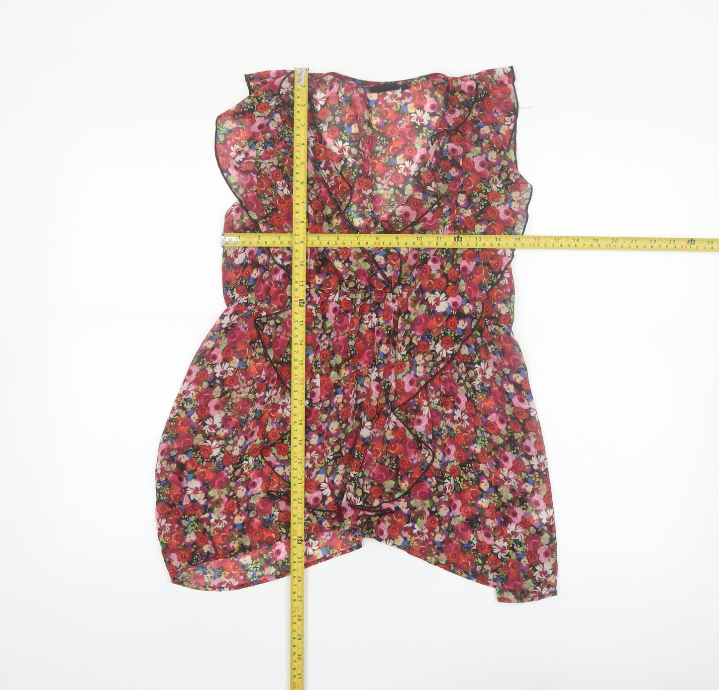 Next Women’s Multicoloured Floral Chiffon Ruffle Wrap Blouse Size 10