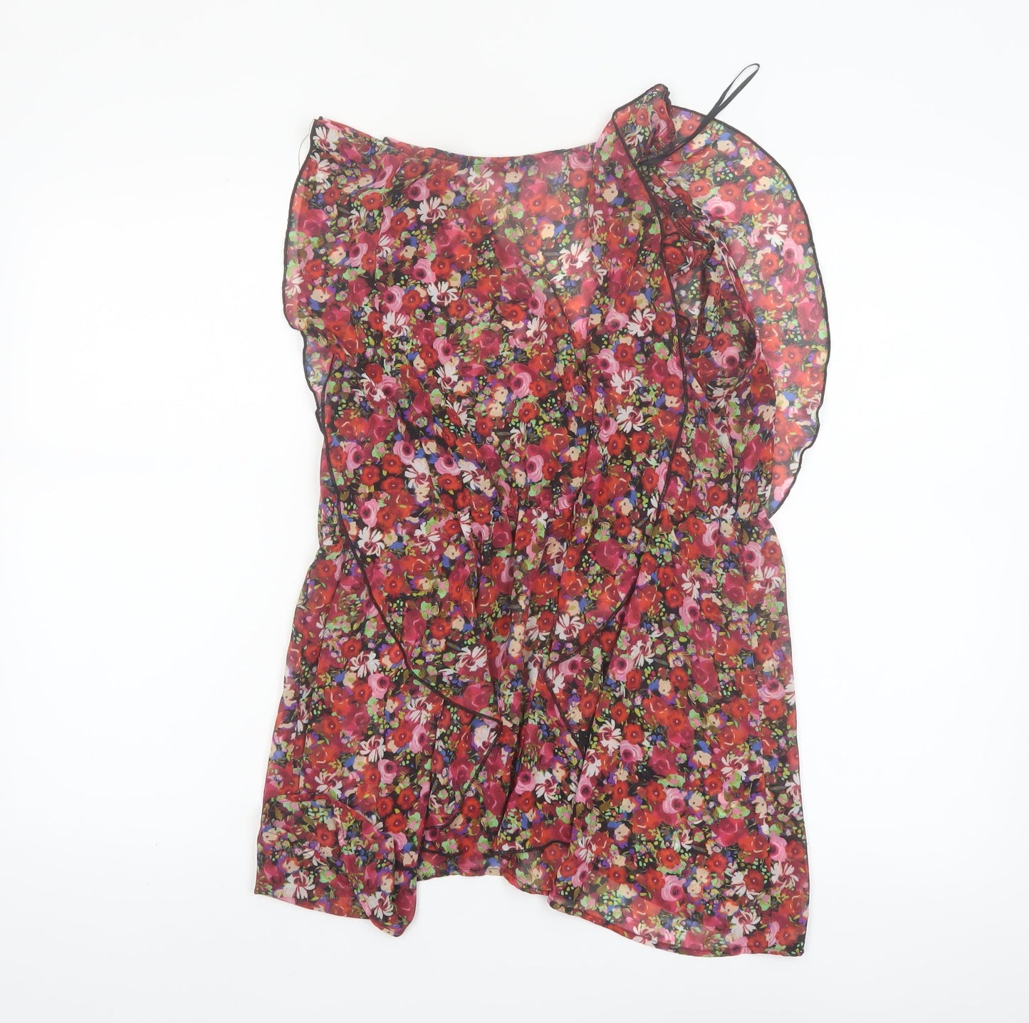 Next Women’s Multicoloured Floral Chiffon Ruffle Wrap Blouse Size 10