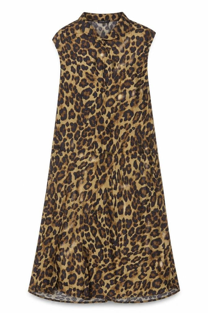 H&M Womens Beige Leopard Print A-Line Midi Skirt Size 4 Viscose