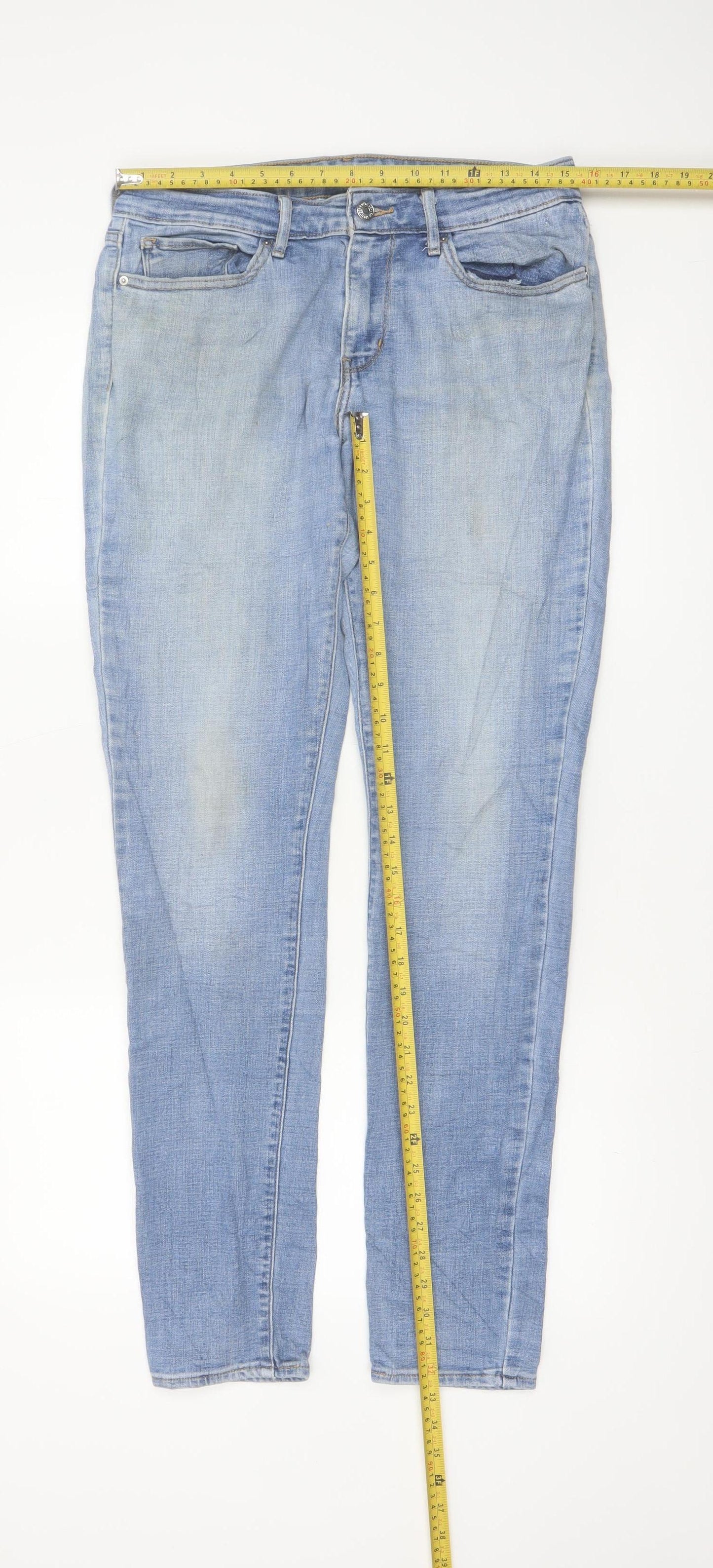 Levi's Womens Blue 711 Skinny Jeans Size 12 Regular Fit Stretch Denim