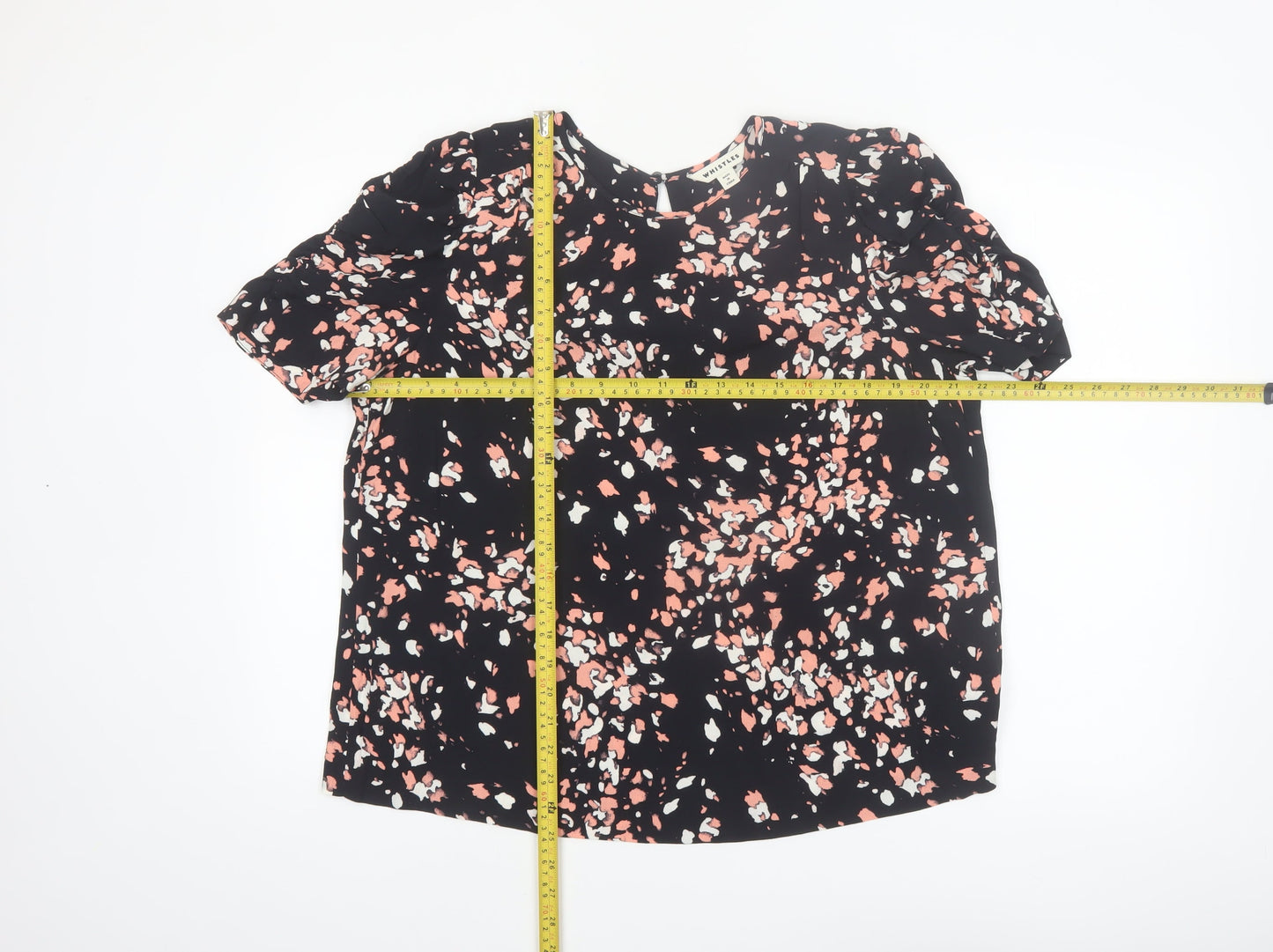 Whistles Women's Multicoloured Floral Short Sleeve Viscose Blouse UK14