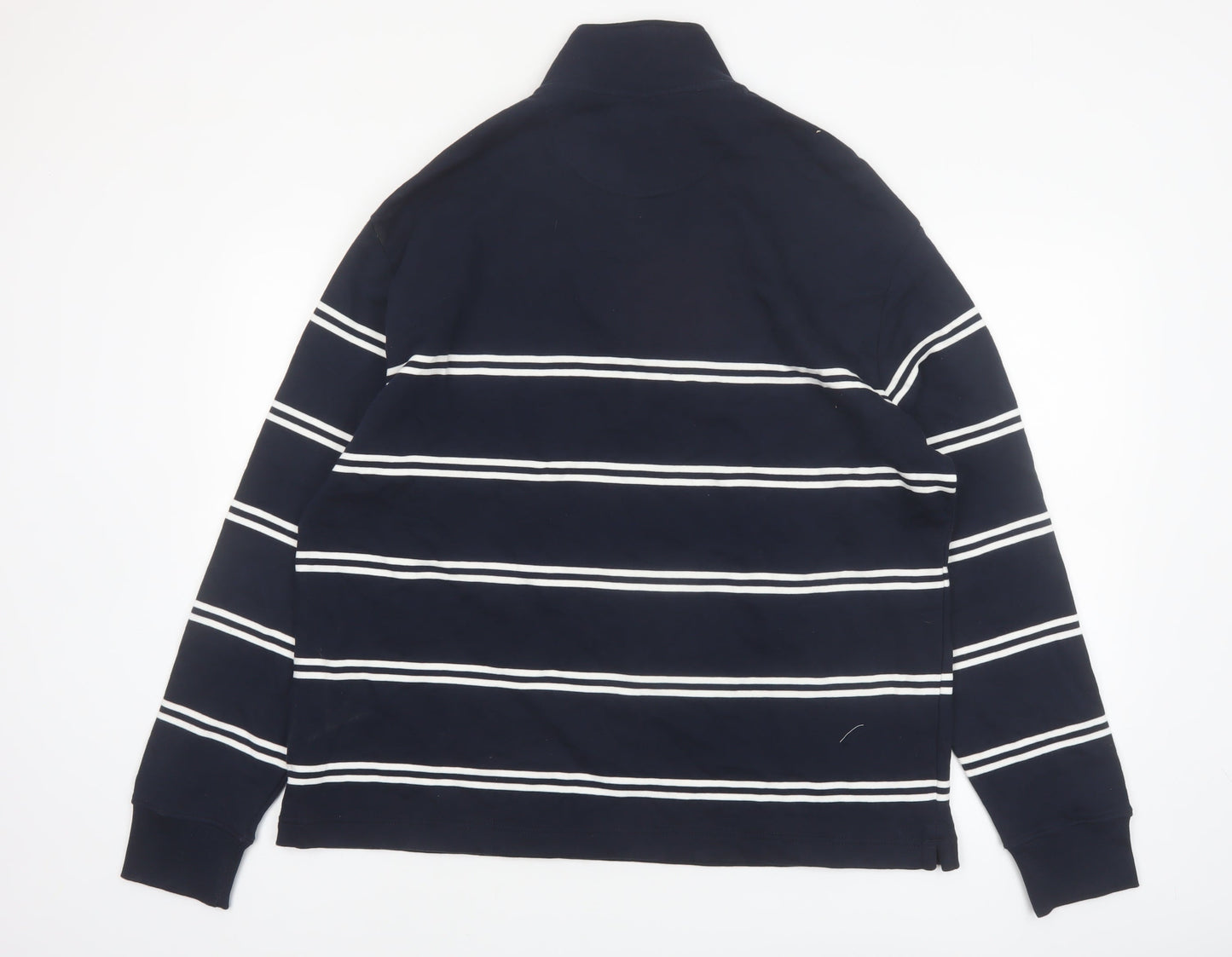 Marks and Spencer Men's Navy Striped 1/4 Zip Sweatshirt XL Relaxed Fit