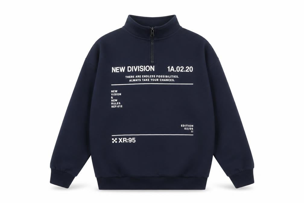 Marks & Spencer Boys Blue 12-13 Years Half Zip Graphic Print Sweatshirt