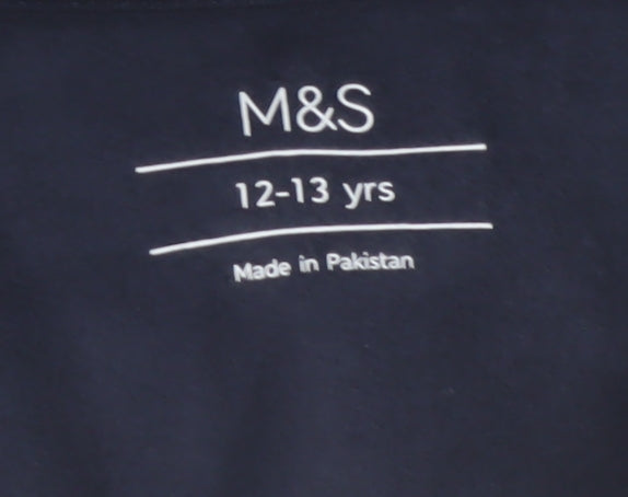 Marks and Spencer Boys Blue 12-13 Years Half Zip Graphic Print Sweatshirt