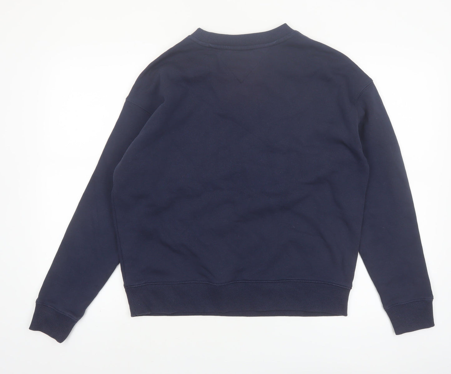 Tommy Jeans Women Navy Blue Crew Neck Pullover Sweatshirt M Cotton Blend
