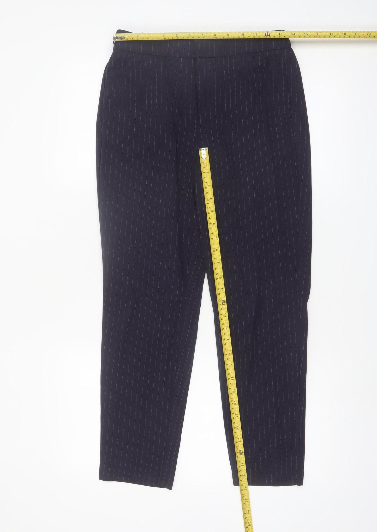 L.O.G.G. Women Black Pinstripe Slim Trousers Size 8