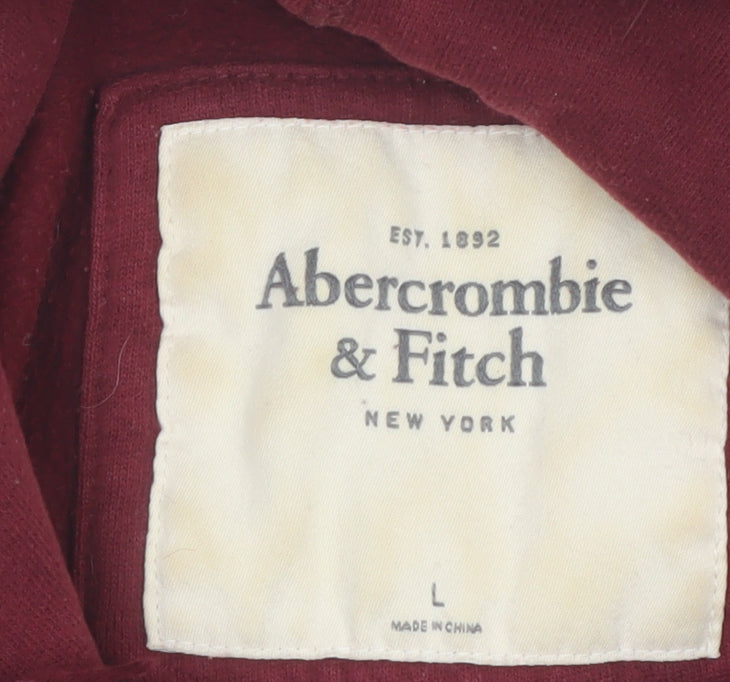 Abercrombie & Fitch Womens Burgundy Hoodie L Pullover Cotton Blend