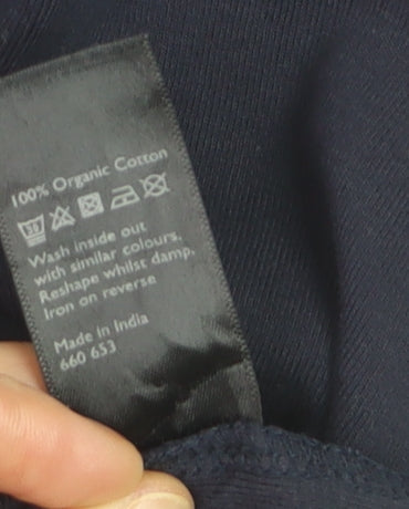John Lewis Women Navy Blue Cotton Crew Neck Short Sleeve T-Shirt Size 14