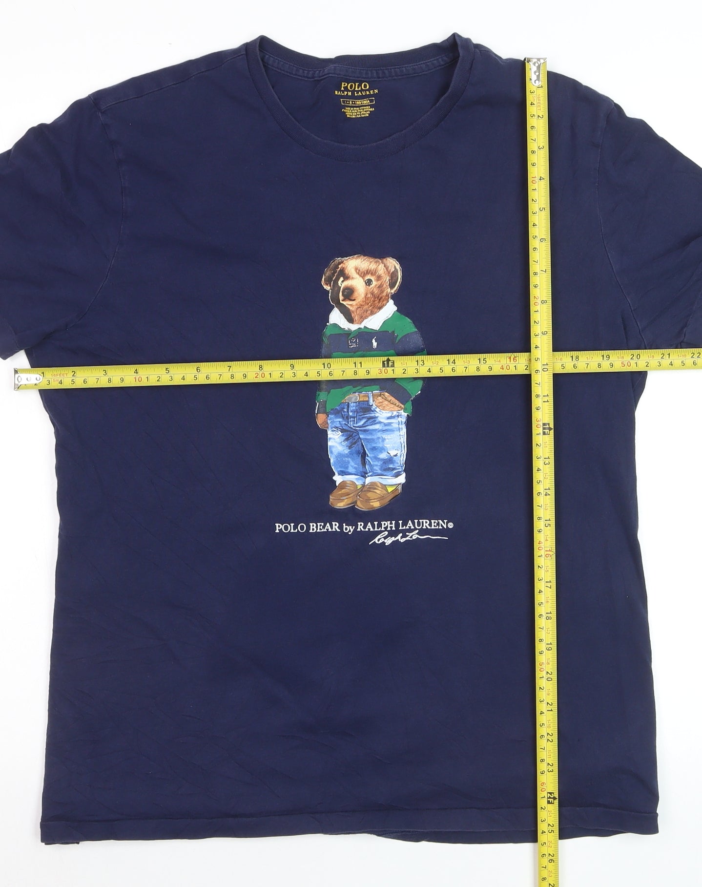 Ralph Lauren Men's Blue Polo Bear Graphic T-Shirt Size L
