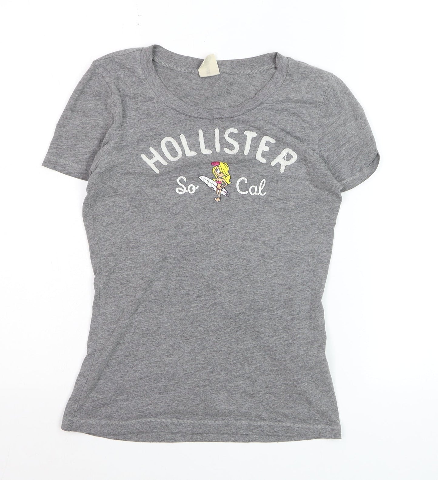 Hollister Women's Grey Slim Fit T-Shirt Small Casual Crew Neck
