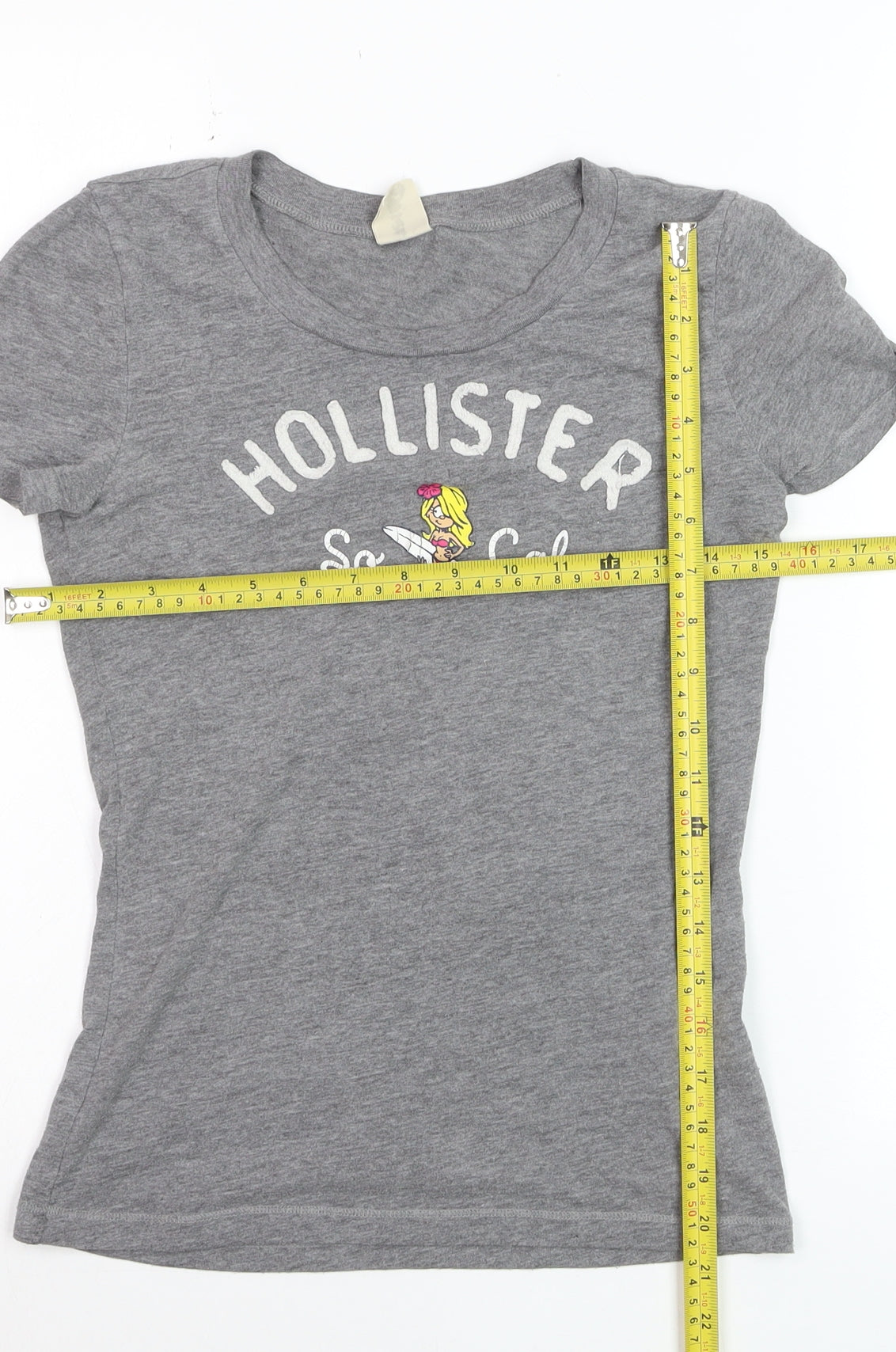 Hollister Women's Grey Slim Fit T-Shirt Small Casual Crew Neck