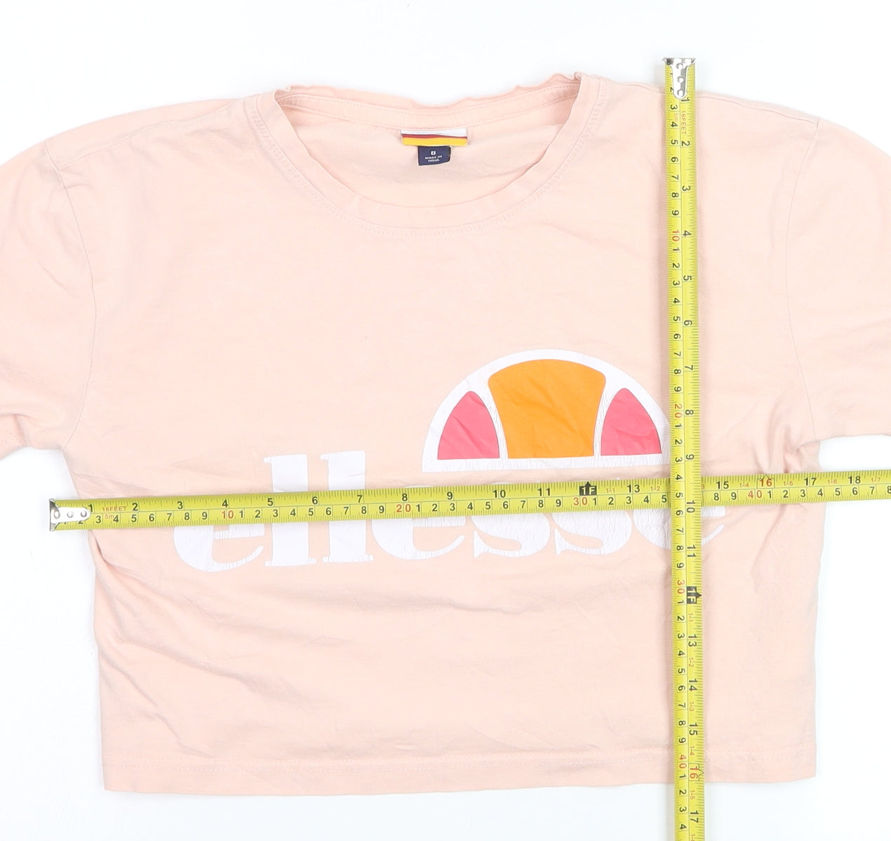 Ellesse Women's Beige Cropped Logo T-Shirt Size 8
