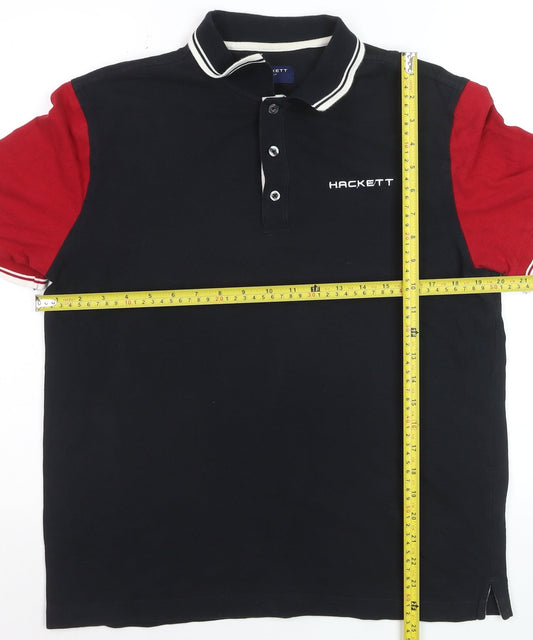 Hackett Golf Men's Navy & Red Cotton Polo Shirt Size L