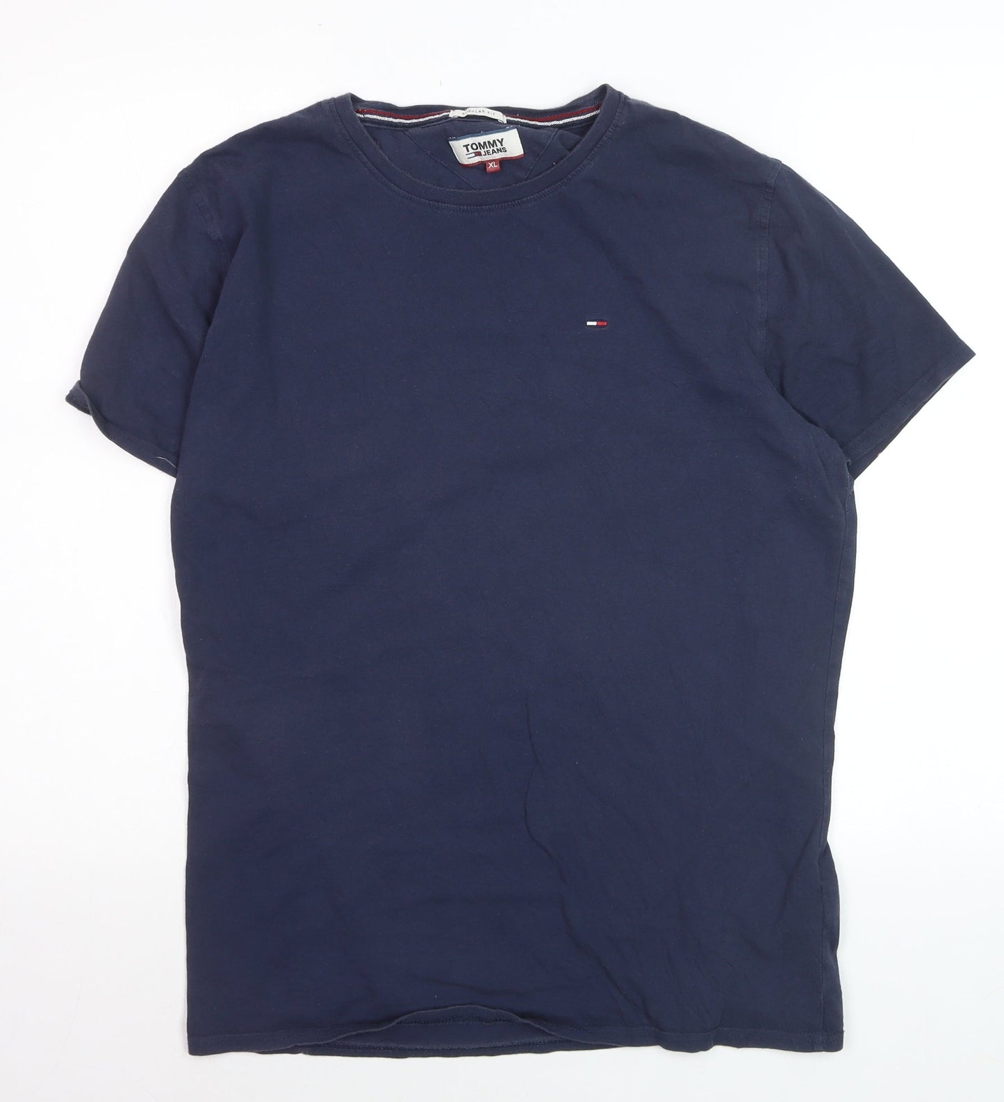 Tommy Jeans Men's Navy Blue XL Regular Fit Cotton T-Shirt