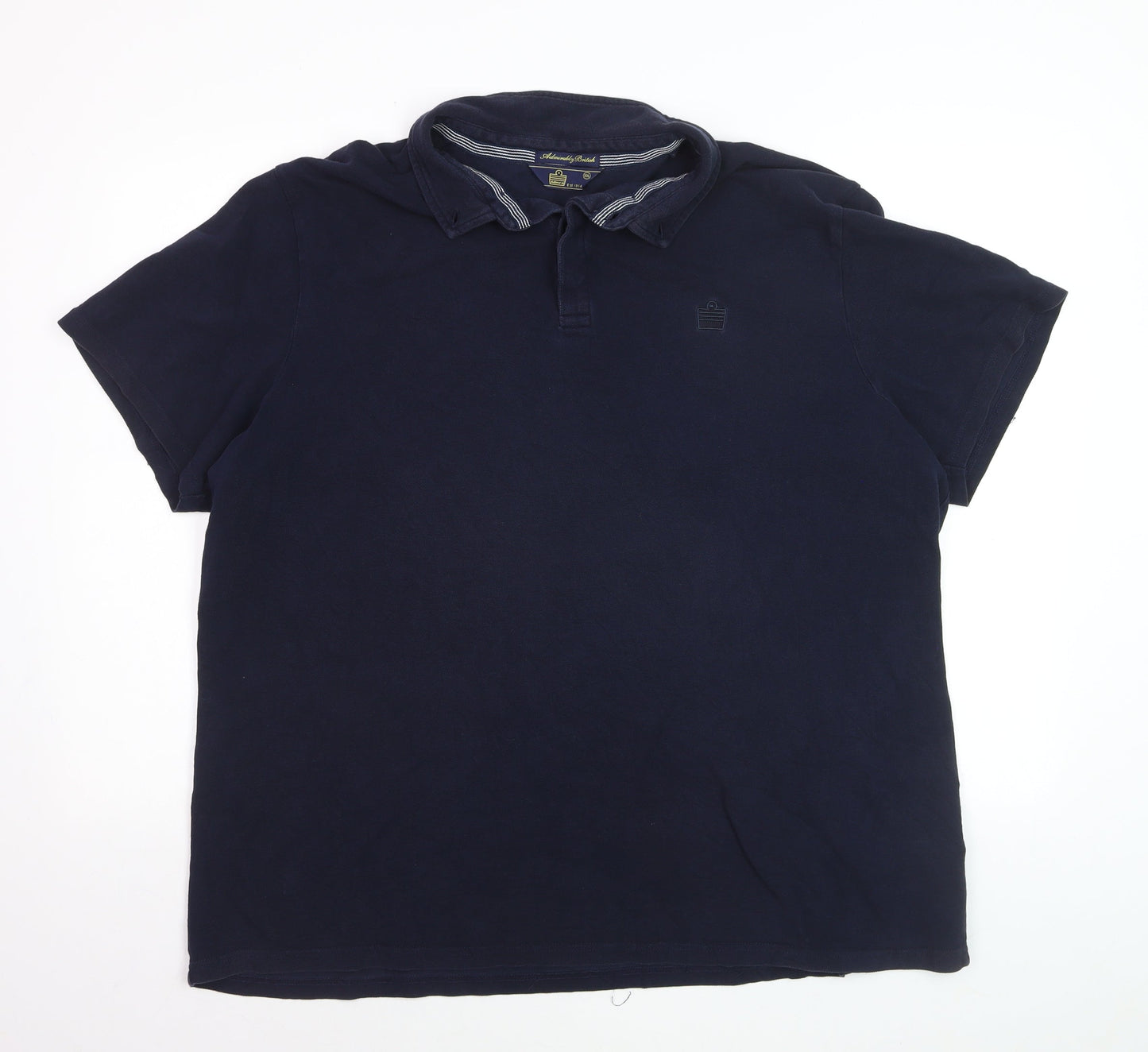 Admiral Mens Blue 2XL Polo Shirt Classic Cotton Short Sleeve