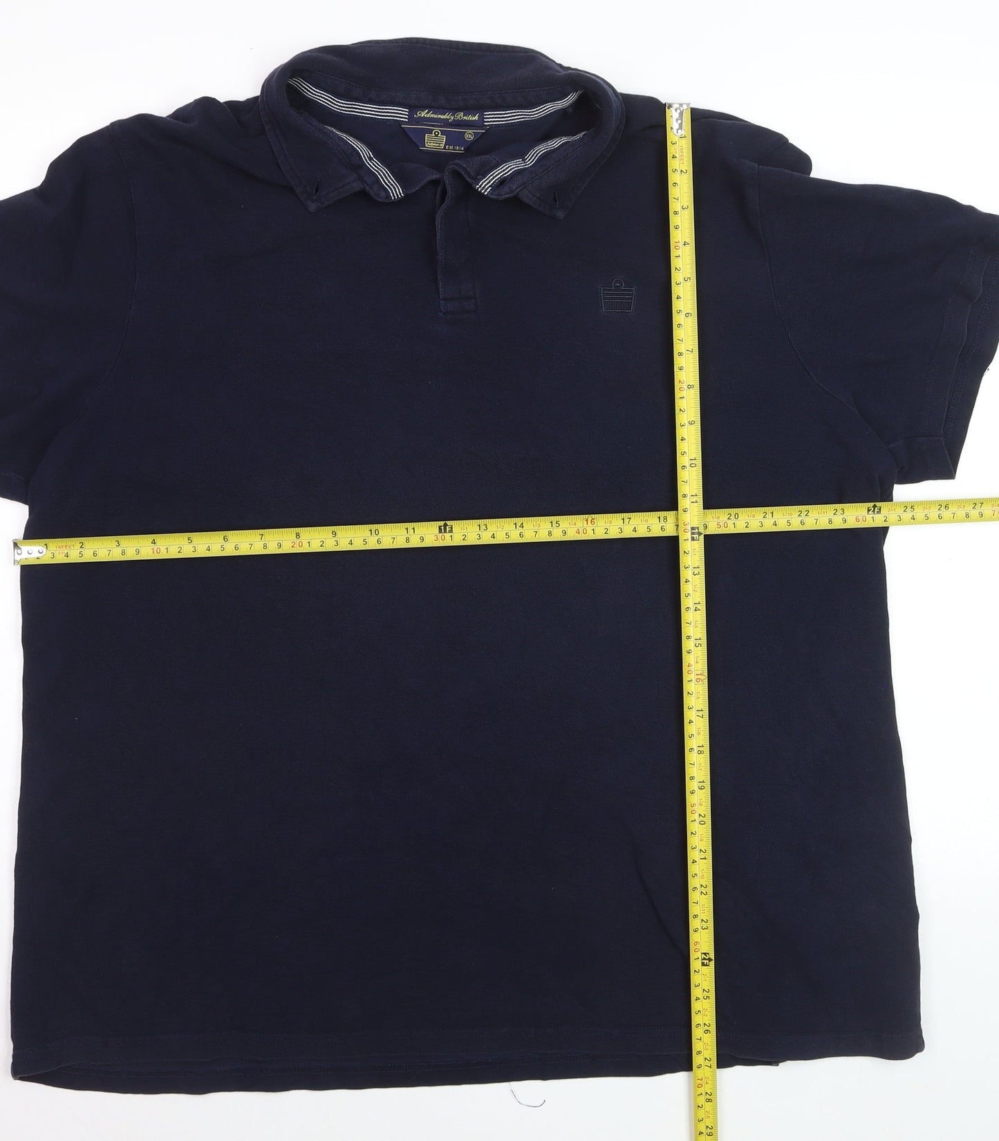 Admiral Mens Blue 2XL Polo Shirt Classic Cotton Short Sleeve