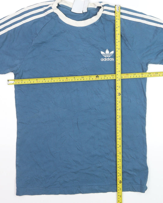 Adidas Men's Blue Crew Neck Short Sleeve Vintage Sports T-Shirt S
