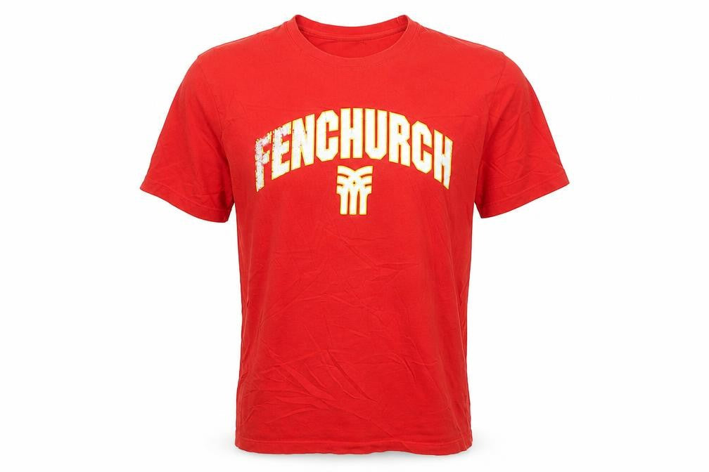 Fenchurch Men's Red Cotton Graphic Logo T-Shirt Size L