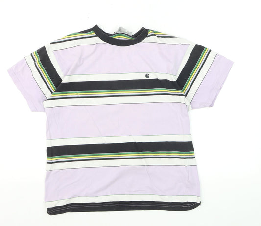Carhartt Men's Multicoloured Striped Cotton Crew Neck T-Shirt XS