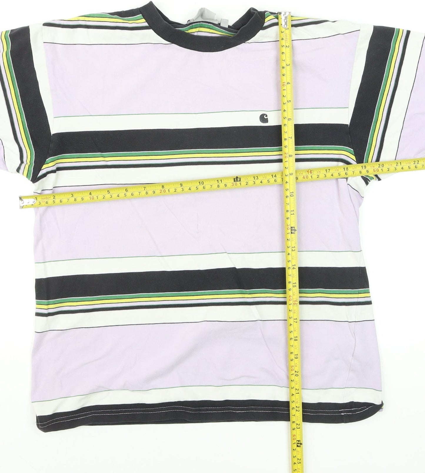 Carhartt Men's Multicoloured Striped Cotton Crew Neck T-Shirt XS