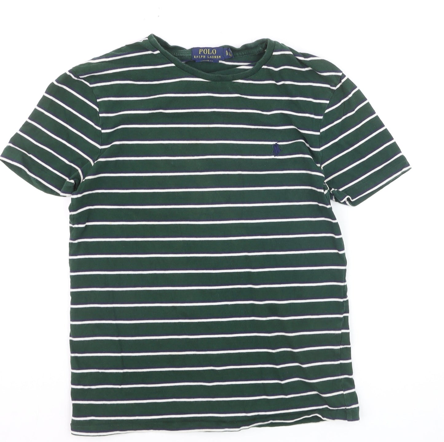 Ralph Lauren Men's Green Striped Classic Fit Cotton T-Shirt Size S