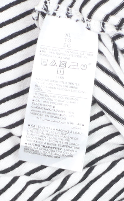Old Navy Women's Black Striped V-Neck Luxe Tank Top XL