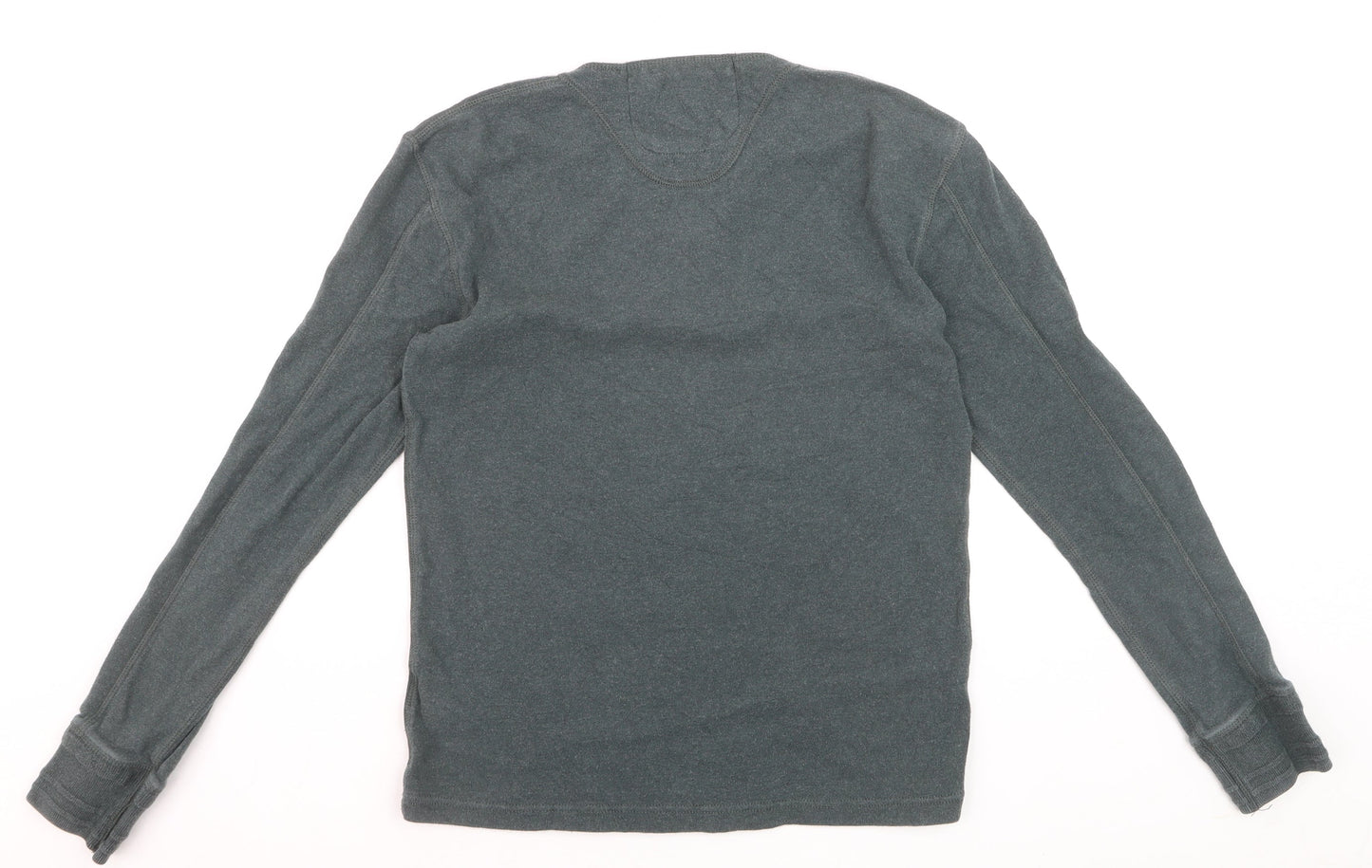 Superdry Men’s Green Long Sleeve Henley Top Size L Cotton Casual