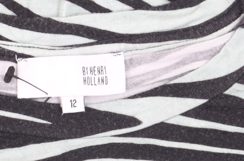 By Henry Holland Women's Black Zebra Print Cotton T-Shirt Size 12
